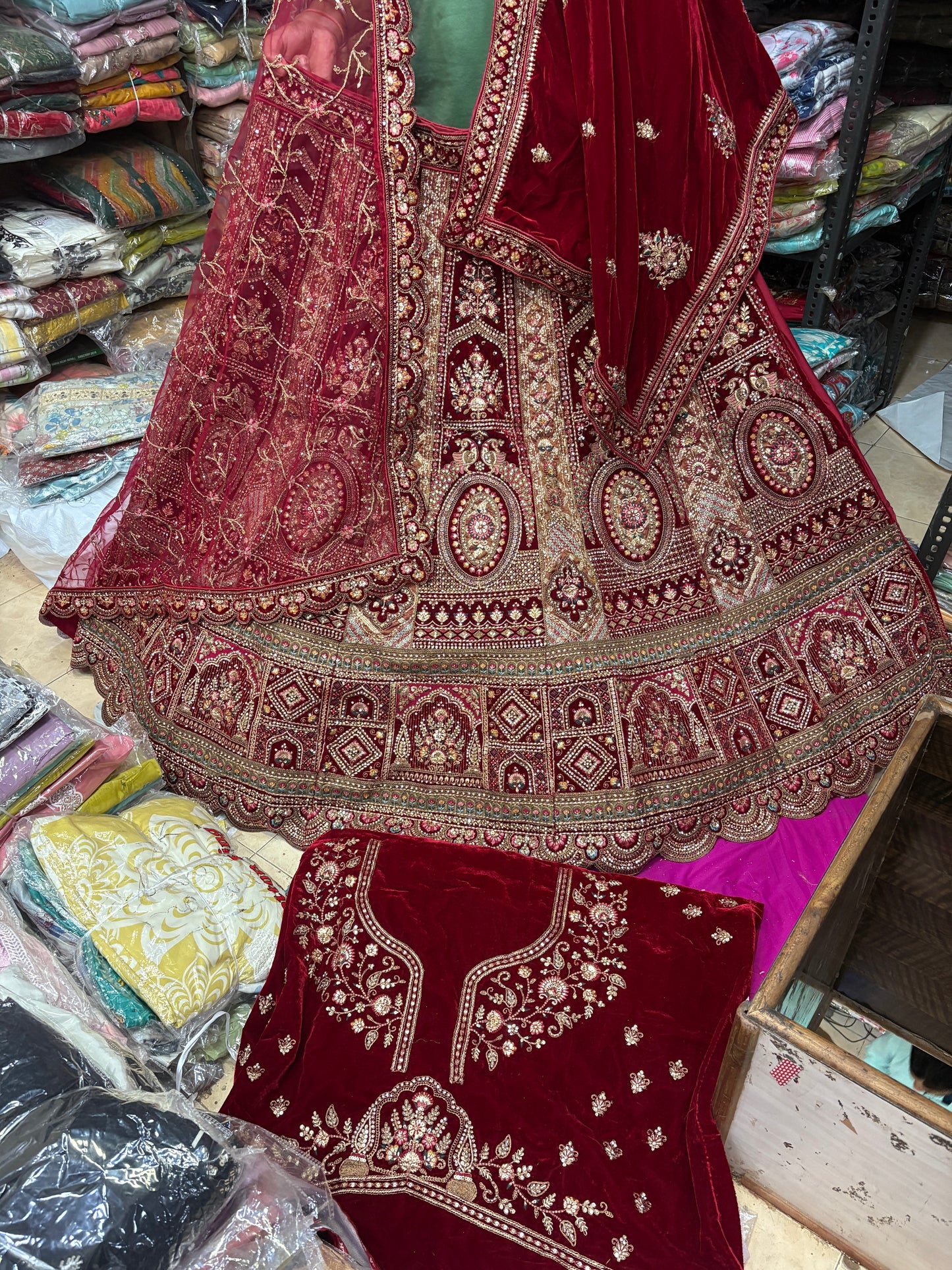 Lovely maroon bridal Lehenga