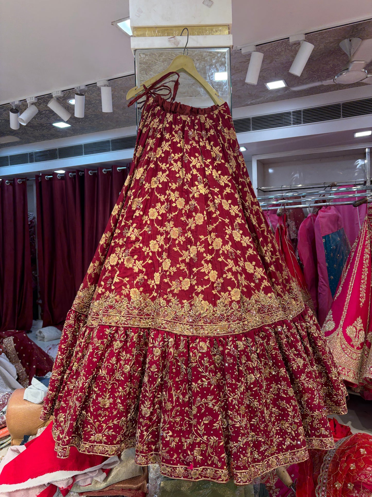 Maroon long peplum Farshi Gaharara Dress Special