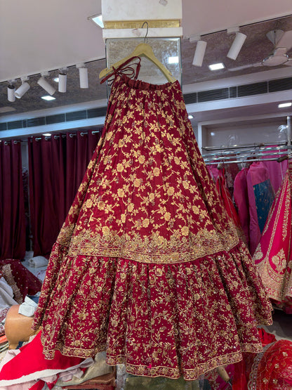 Maroon long peplum Farshi Gaharara Dress Special