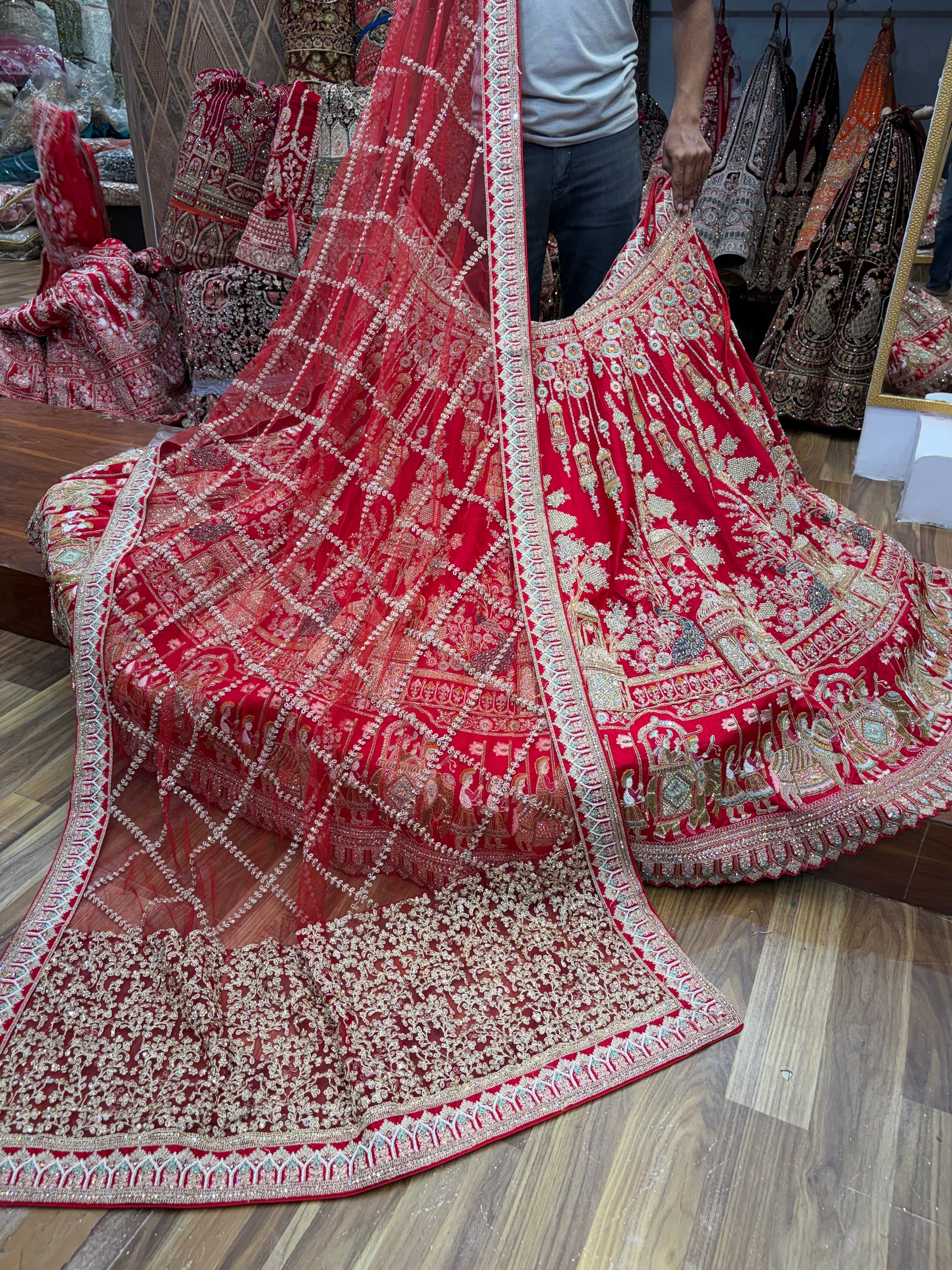 Rani Pink Peacock Designer Bridal Lehenga - Shopping World