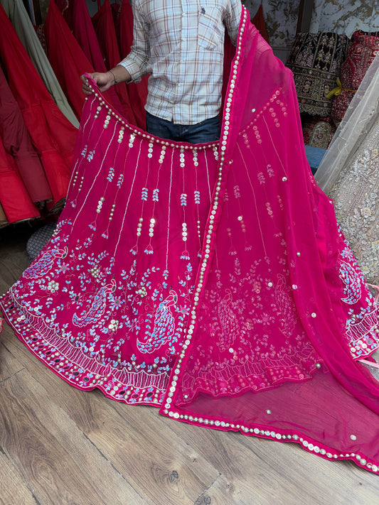 Hot pink Peacock Lehenga