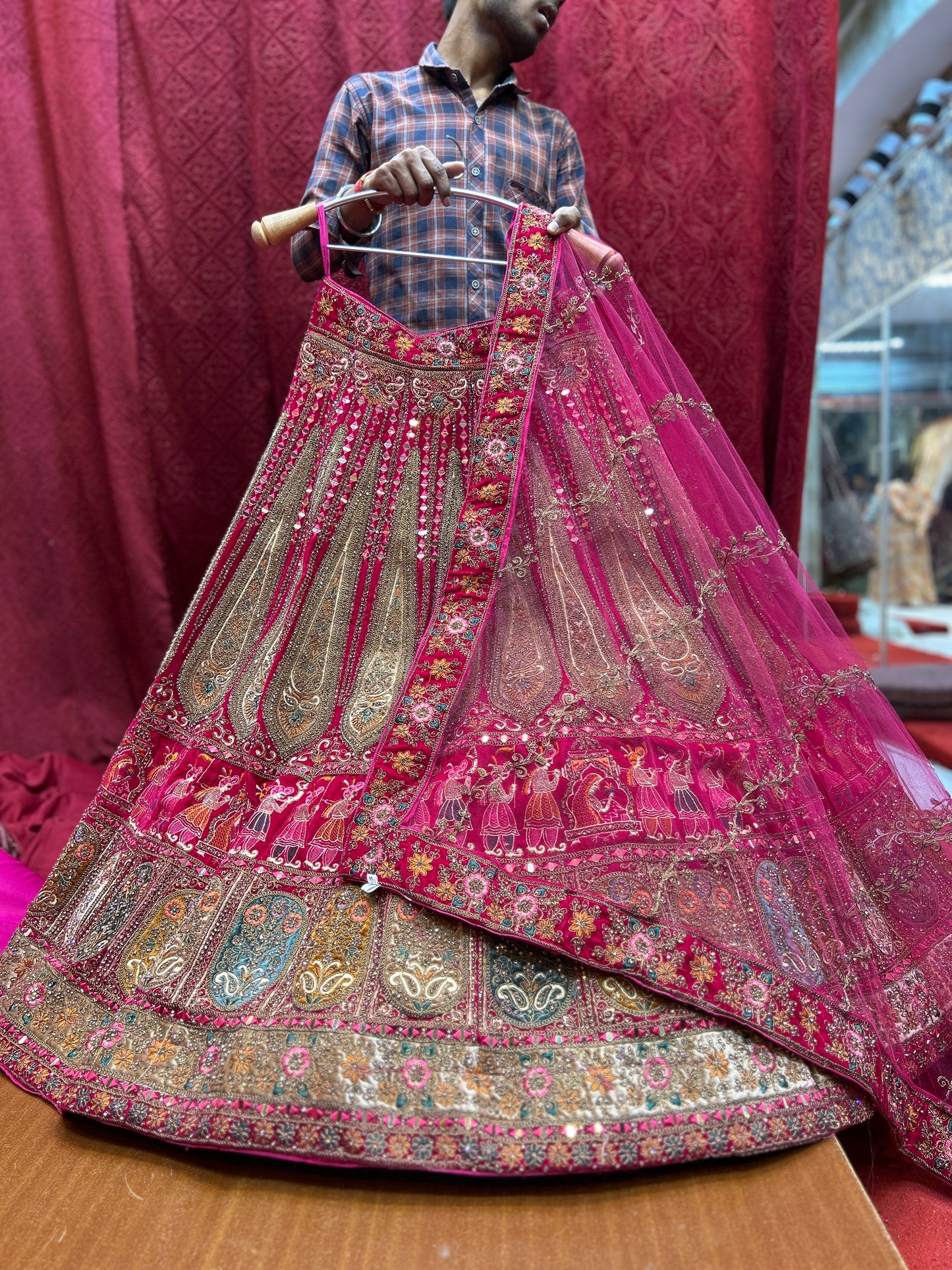 Elegant red doli barat lehenga