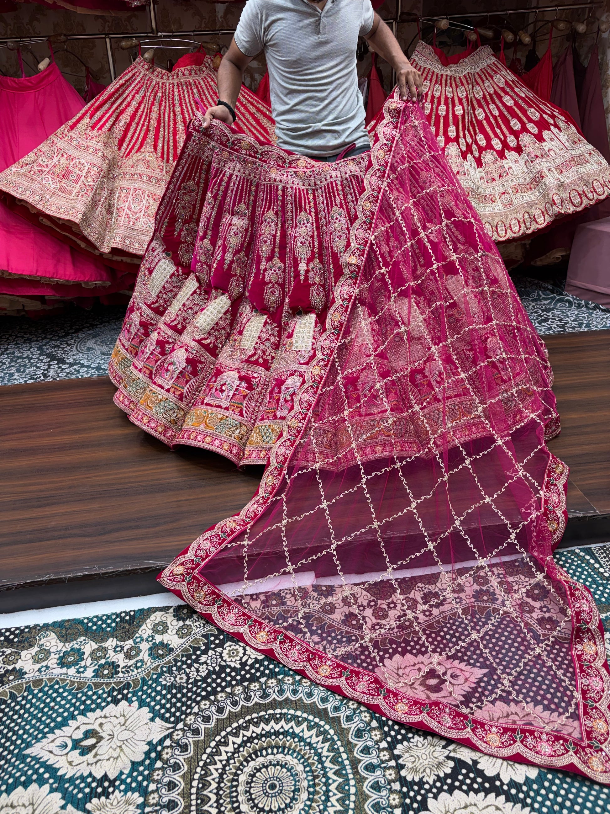 Rani Pink Doli Barat Ball Bridal Lehenga - Shopping World