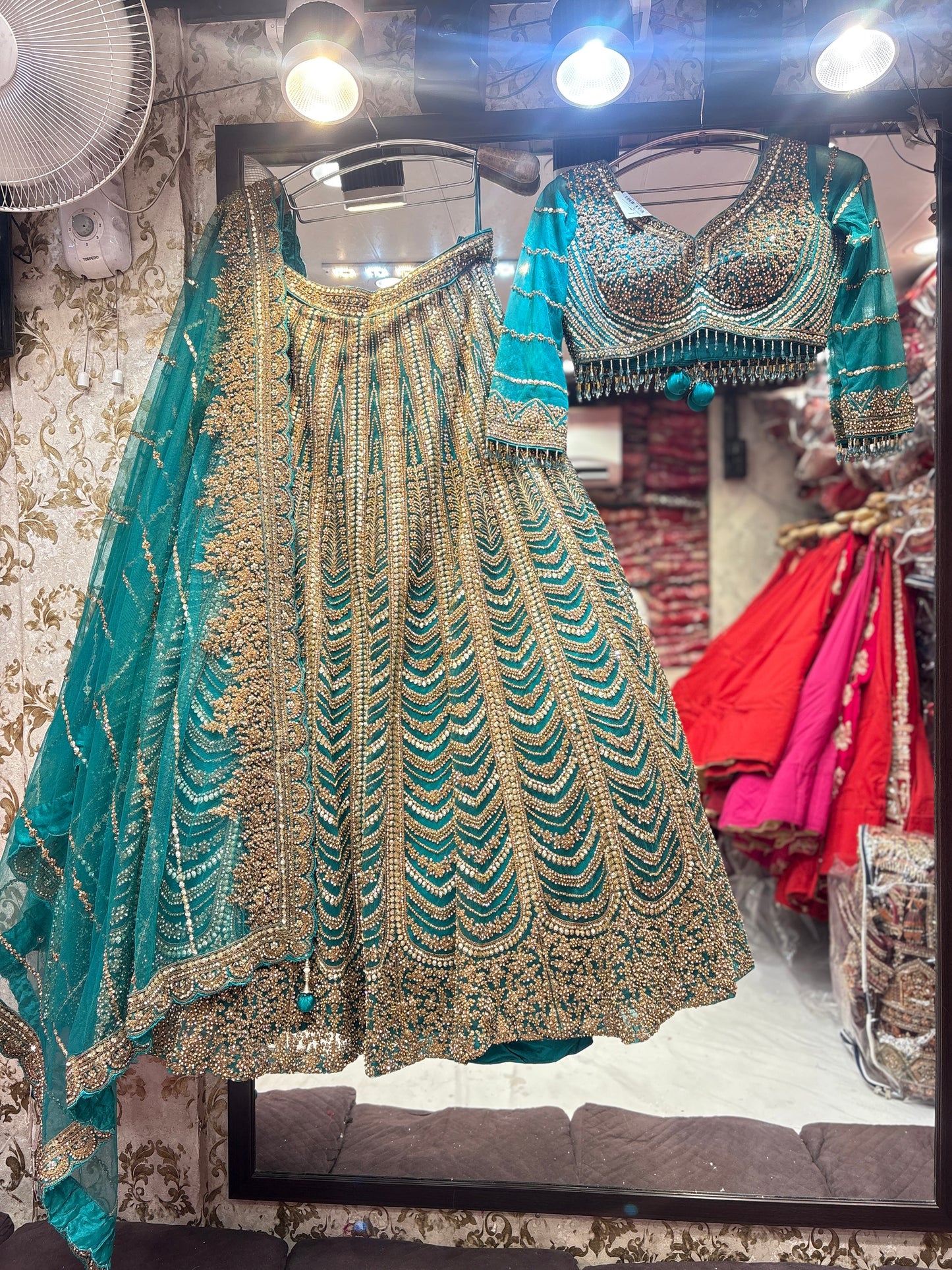 Majestic Sky blue crop top Lehenga