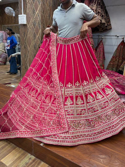 Rani pink handwork Bridal Lehenga