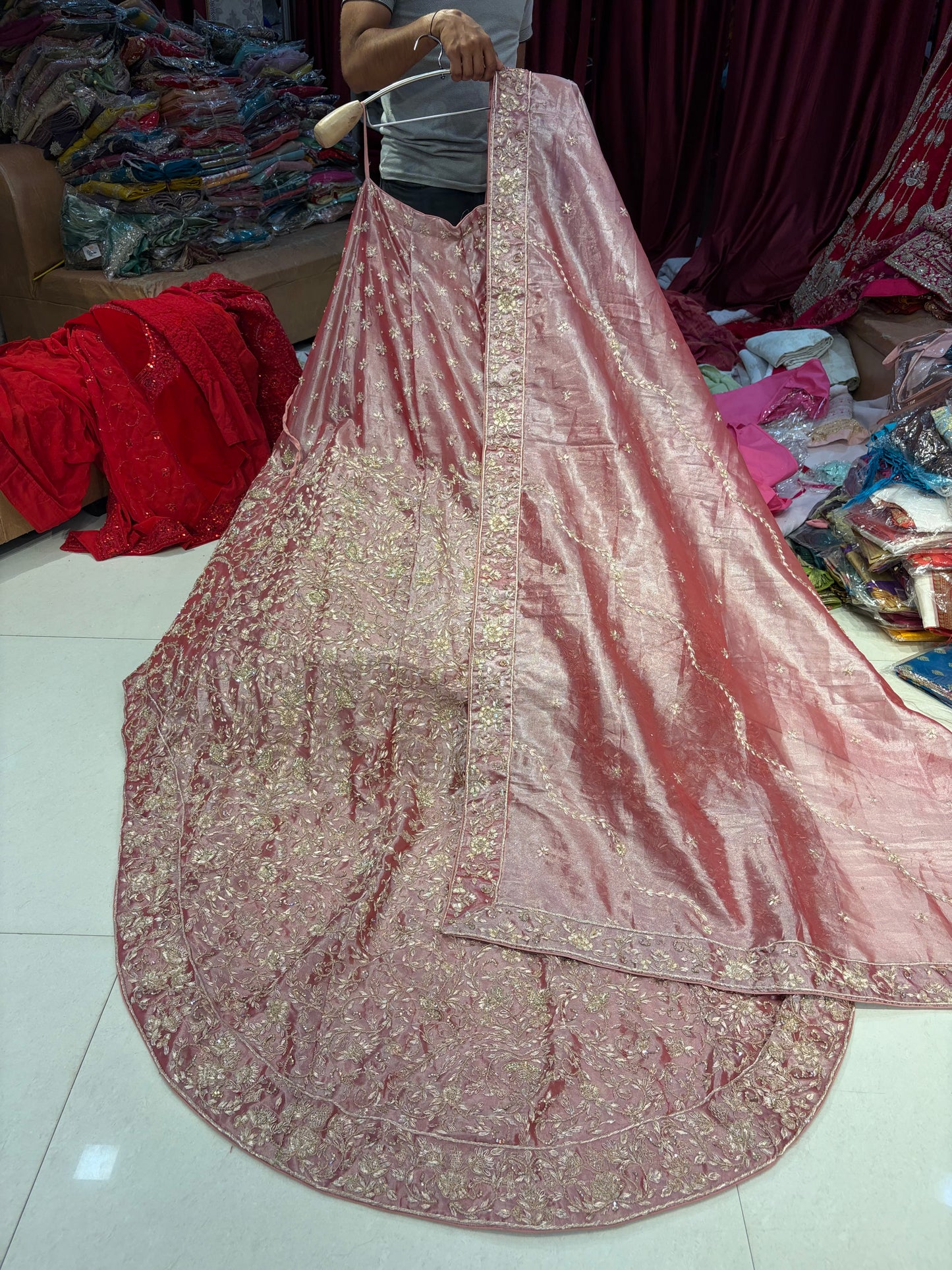 Pink peplum long Dress Farshi Gaharara Dress Special