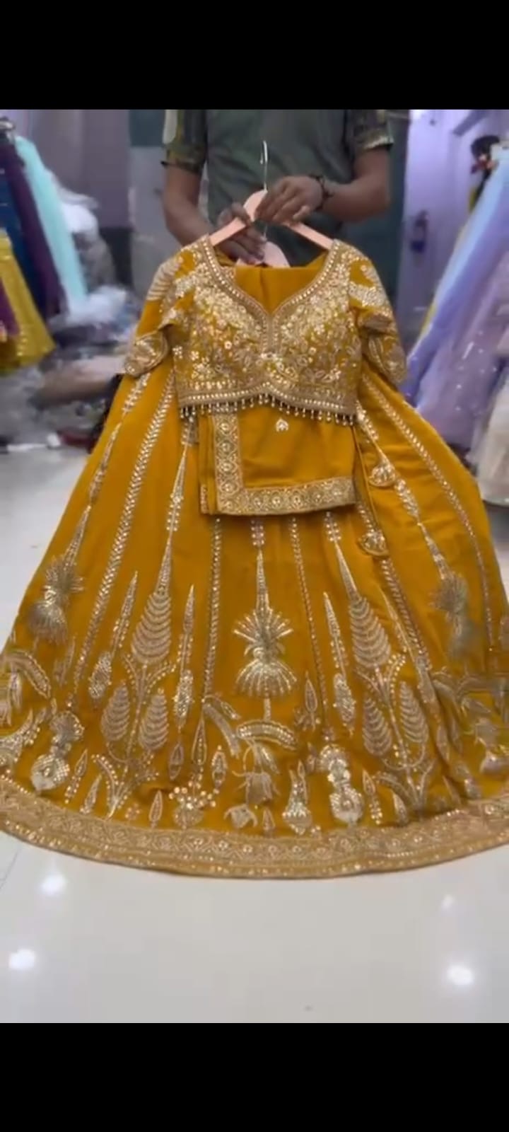 Yellow Crop Top Lehenga
