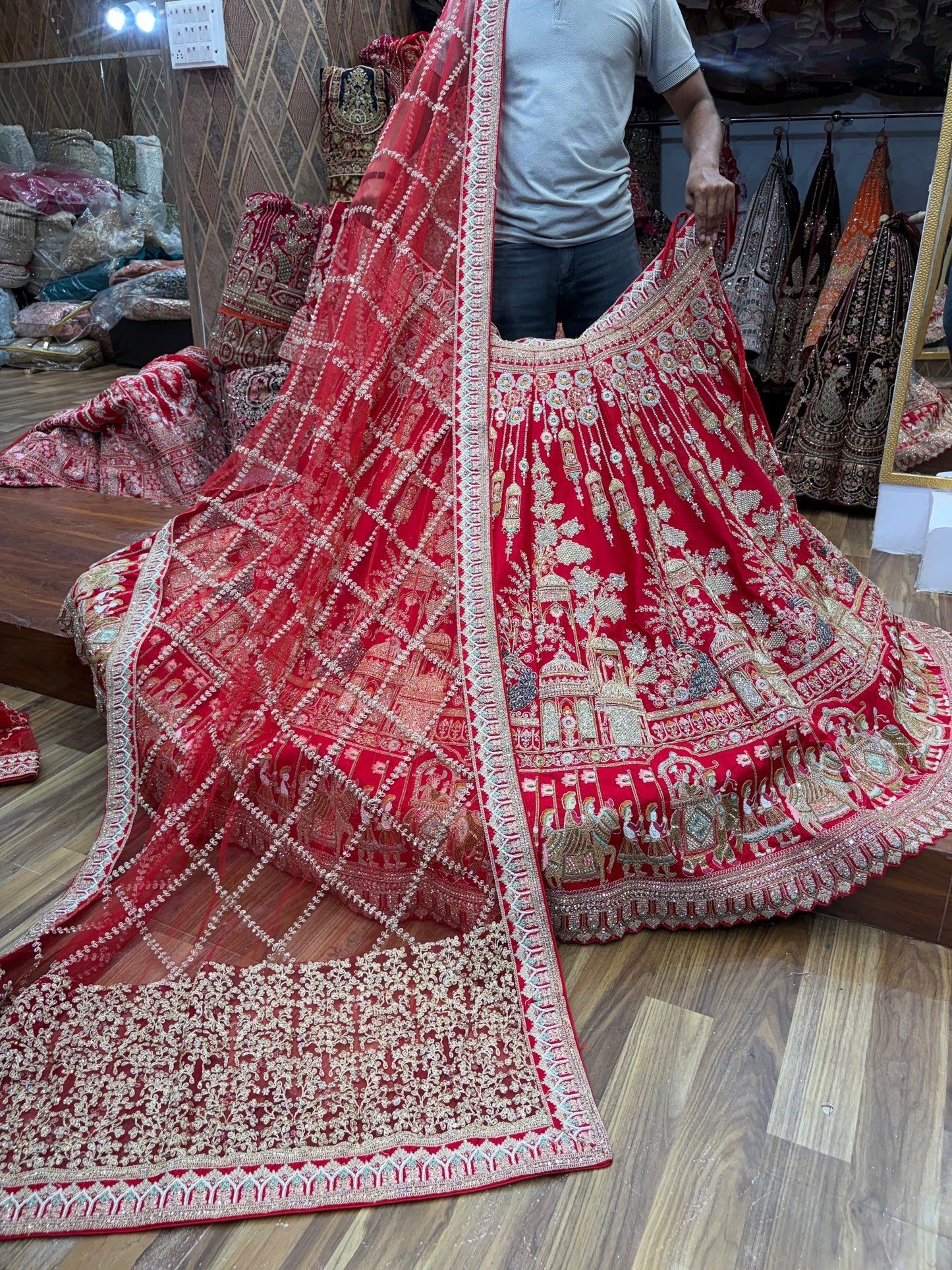 Rani Pink Peacock Designer Bridal Lehenga - Shopping World