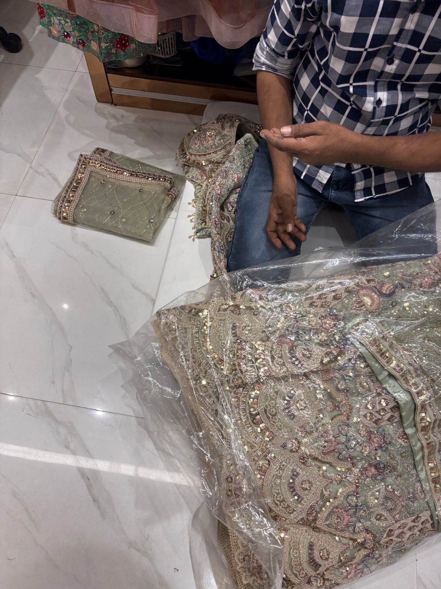 Something different Light pink peacock crop top Lehenga Happy Customer