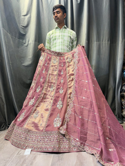 Multicolour pink double shade Lehenga