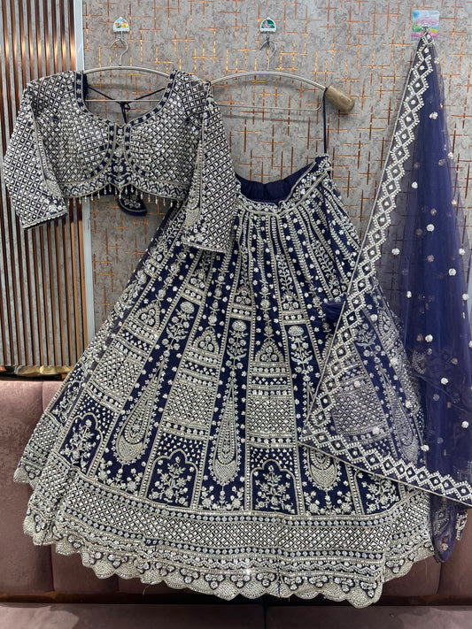 Blue Crop Top Lehenga (Copy)