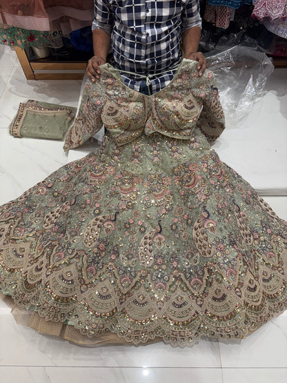 Something different Light pink peacock crop top Lehenga Happy Customer