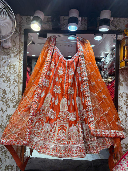 Pretty orange Crop Top Lehenga