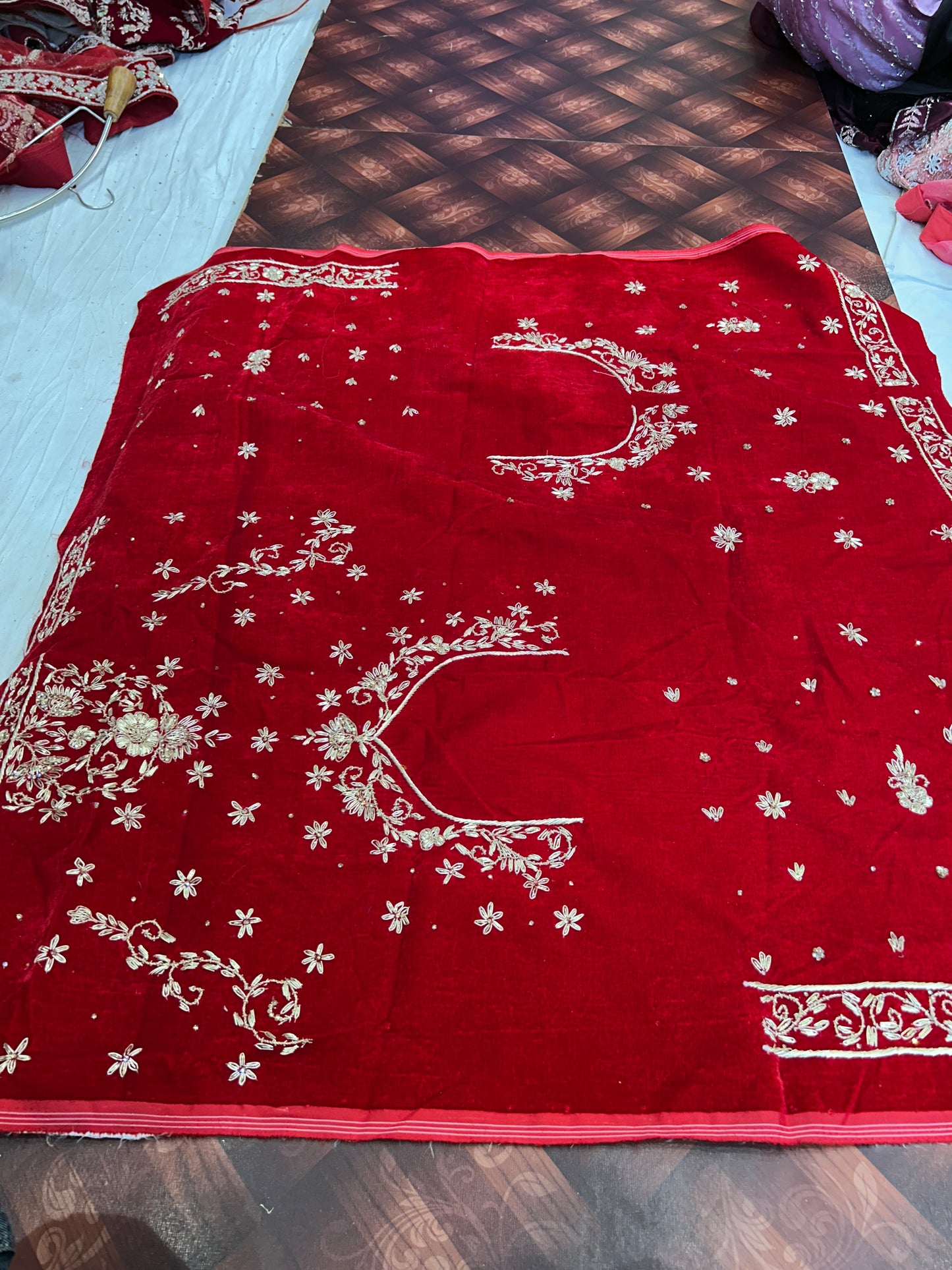 Eye catching maroon pure handwork zardozi dabka lehenga