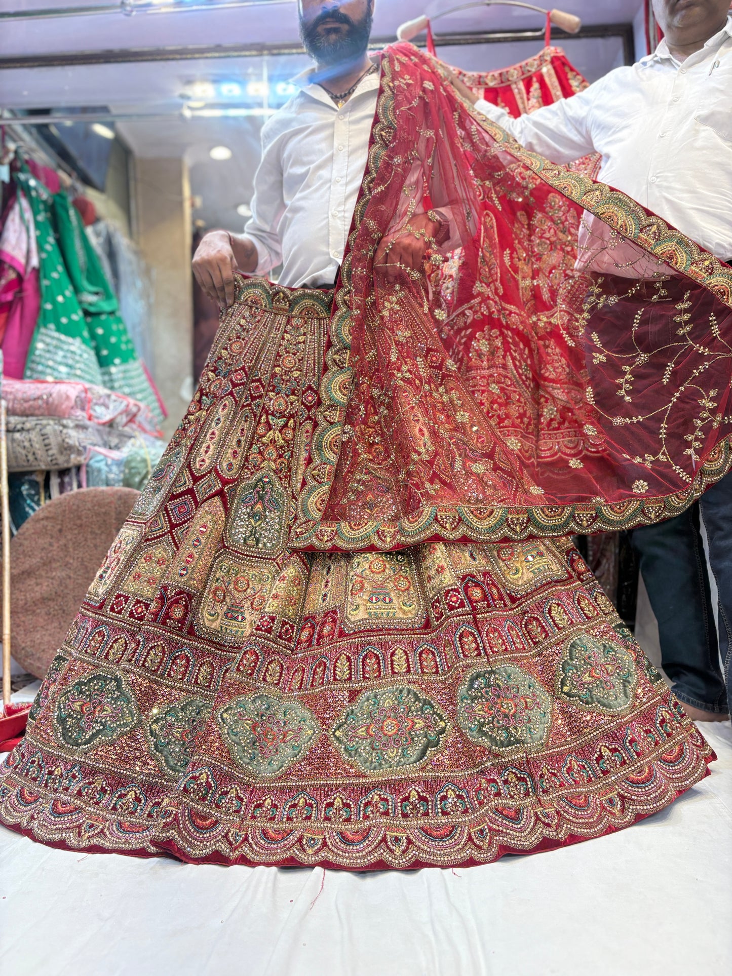 Pretty maroon red handwork bridal Lehenga