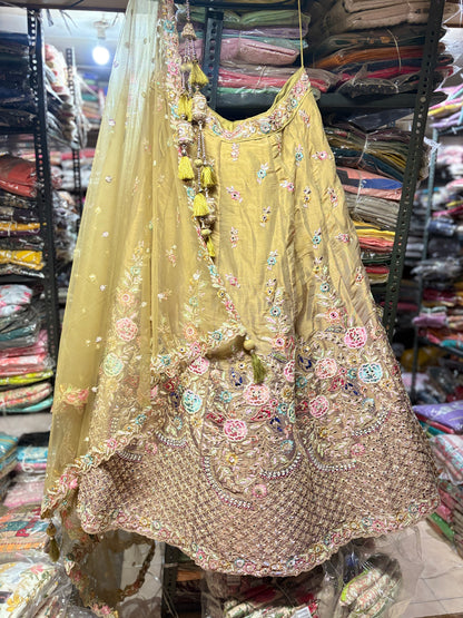 Eye catching yellow haldi mehendi Lehenga
