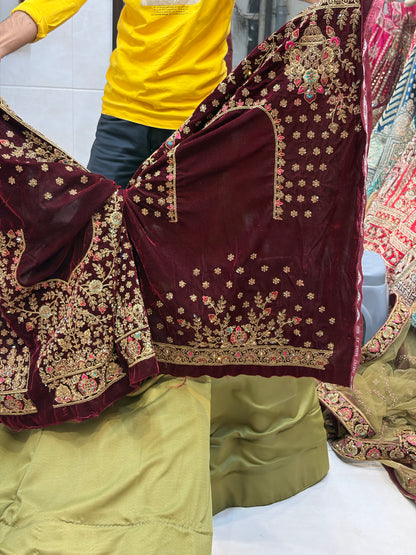 Designer maroon pistachio green Lehenga - Shopping World