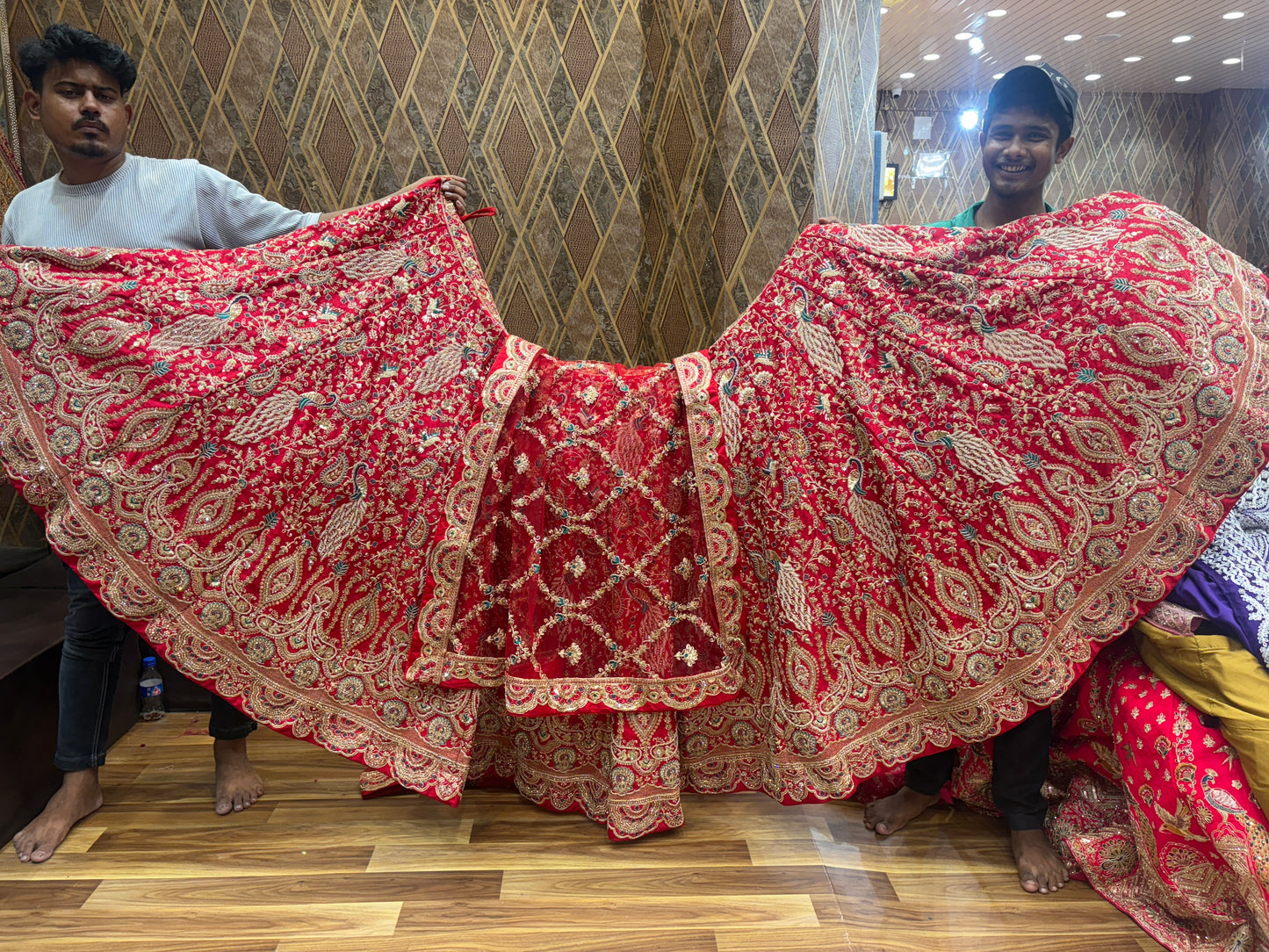 Fabulous Red peacock bridal Lehenga