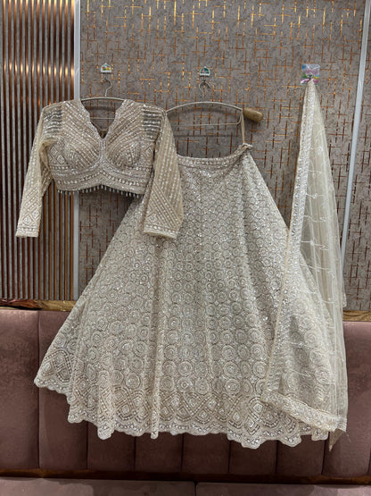 White Crop Top Lehenga