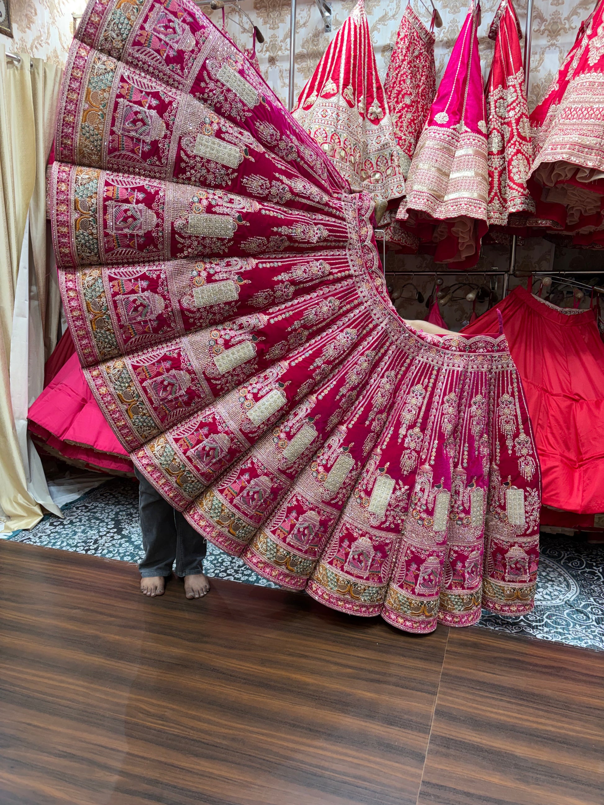 Rani Pink Doli Barat Ball Bridal Lehenga - Shopping World