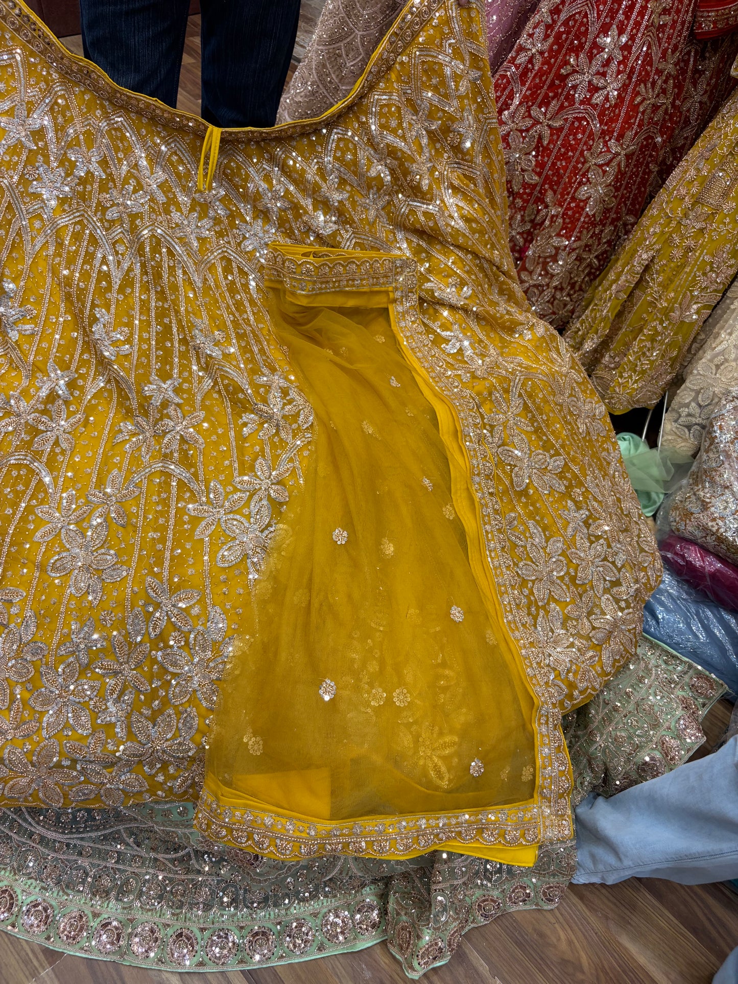 Yellow Haldi Mehendi Crop Top Lehenga (Copy)