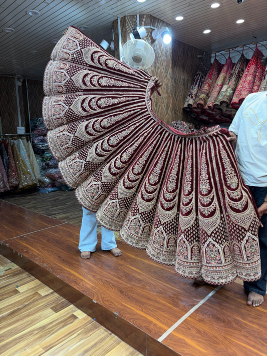 Maroon Designer Ball Bridal Lehenga