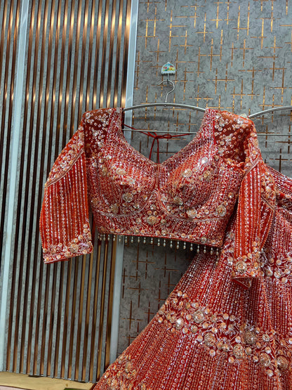 Exclusive Blue Crop Top Lehenga
