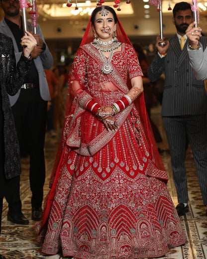 Khoobsurat jhumka red  Bridal lehenga Happy Customer
