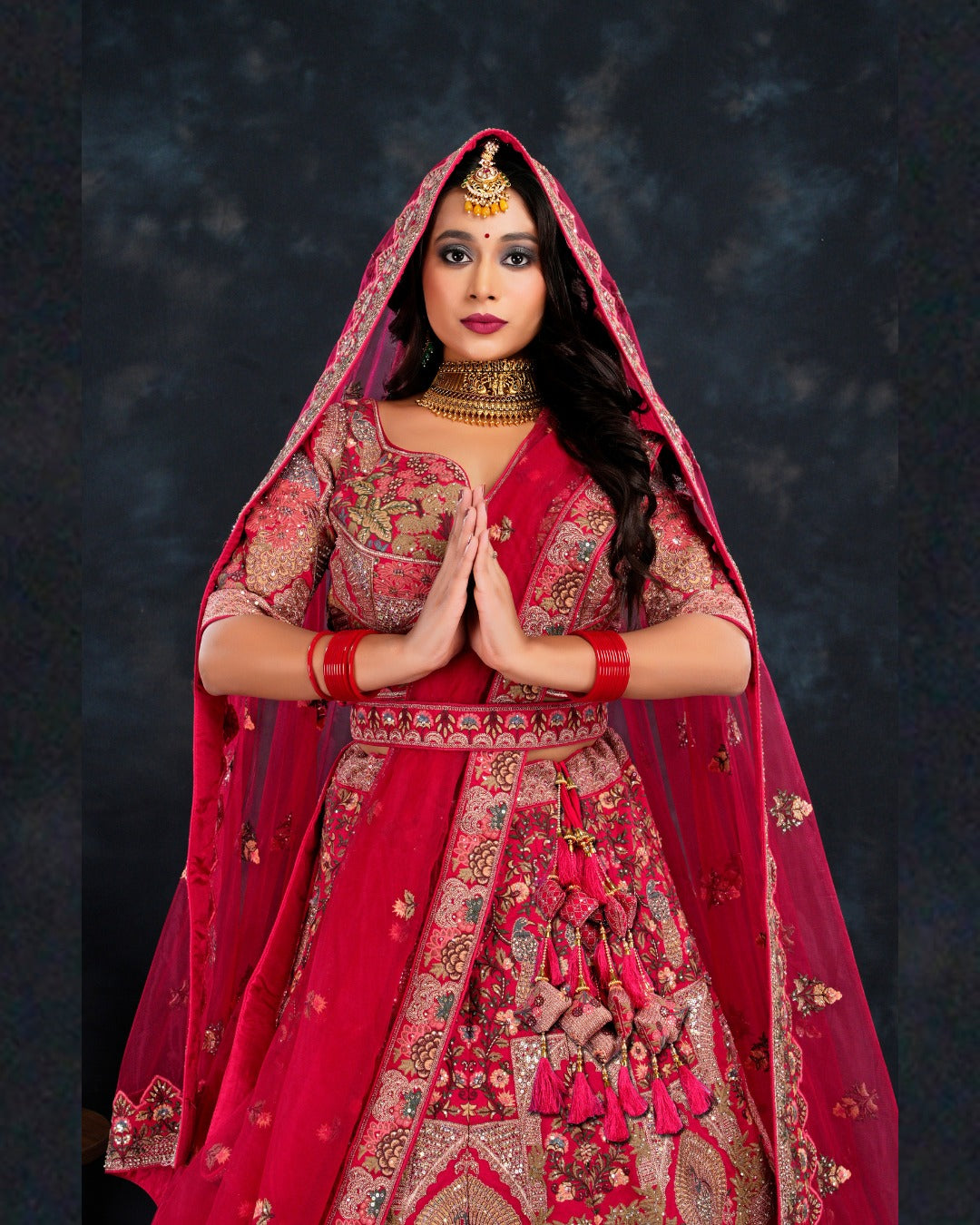 Royal red Bridal Lehenga Happy Customer