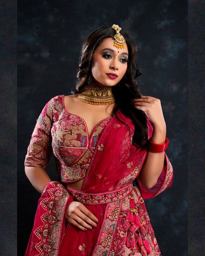 Royal red Bridal Lehenga Happy Customer