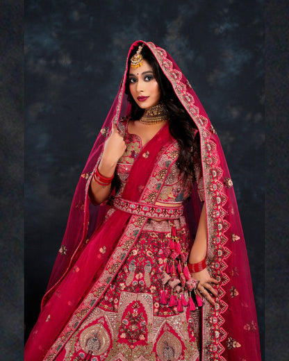 Royal red Bridal Lehenga Happy Customer