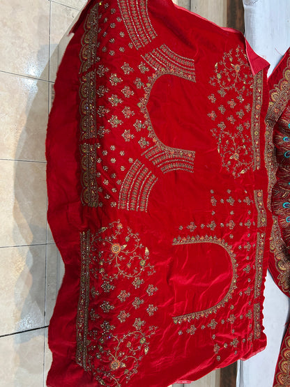 Stunning red Heavy peacock bridal lehenga