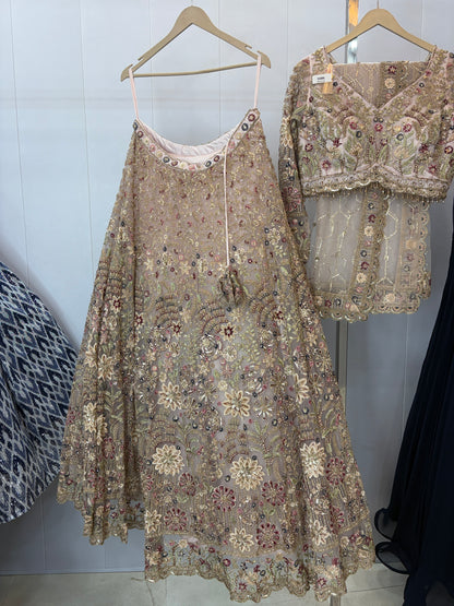 Glamorous peach Crop top Lehenga