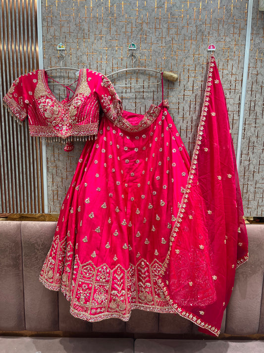 Pink Crop Top Lehenga
