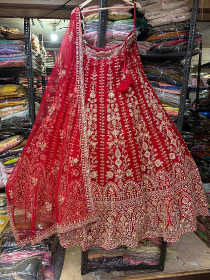 Engaging Red Crop Top Lehenga