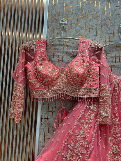 Sky Blue Crop Top Lehenga