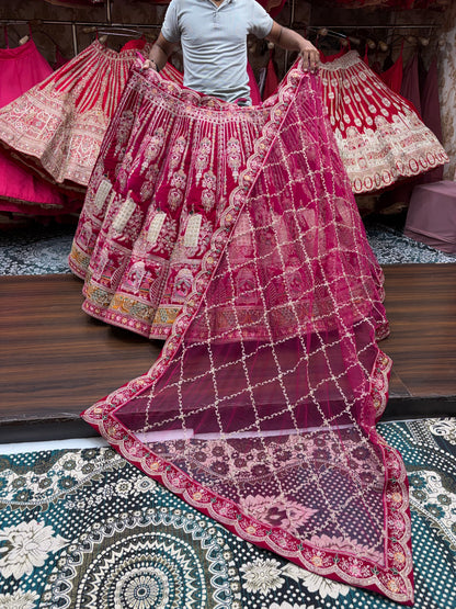 Rani Pink Doli Barat Ball Bridal Lehenga - Shopping World