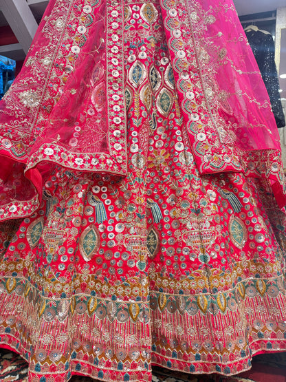 Pretty bridal peacock Lehenga sherwani combo