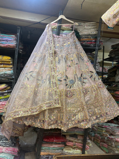 Lavishing pink peacock Crop Top Lehenga