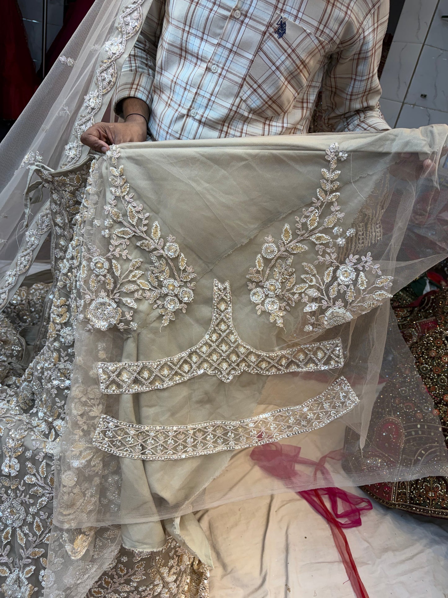 Beige Golden designer Lehenga