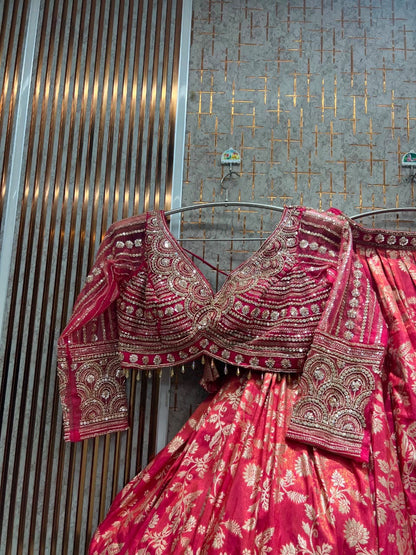 Hot Pink Crop Top Lehenga