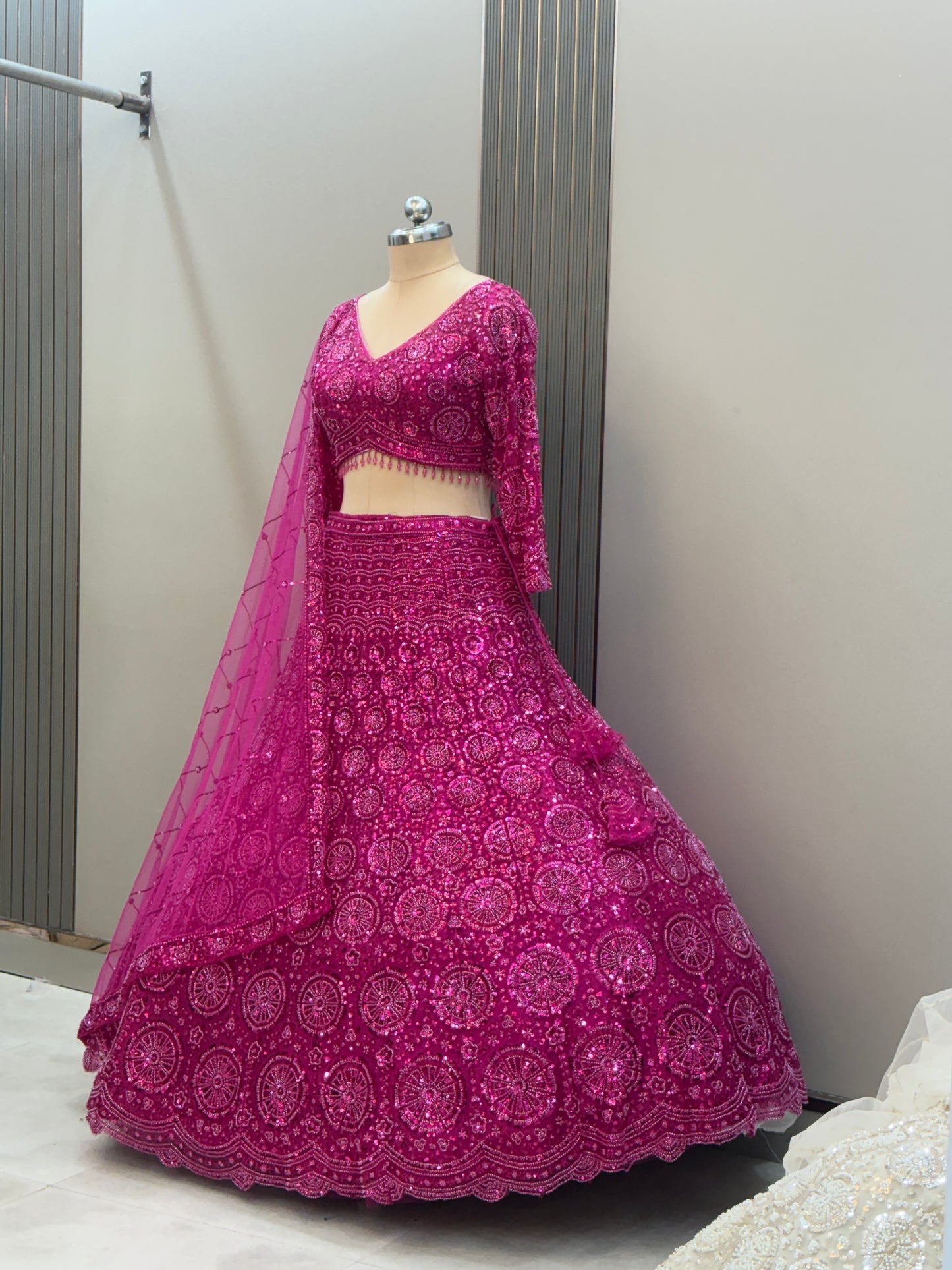Gorgeous Cherry red on red Monotone Crop top Lehenga