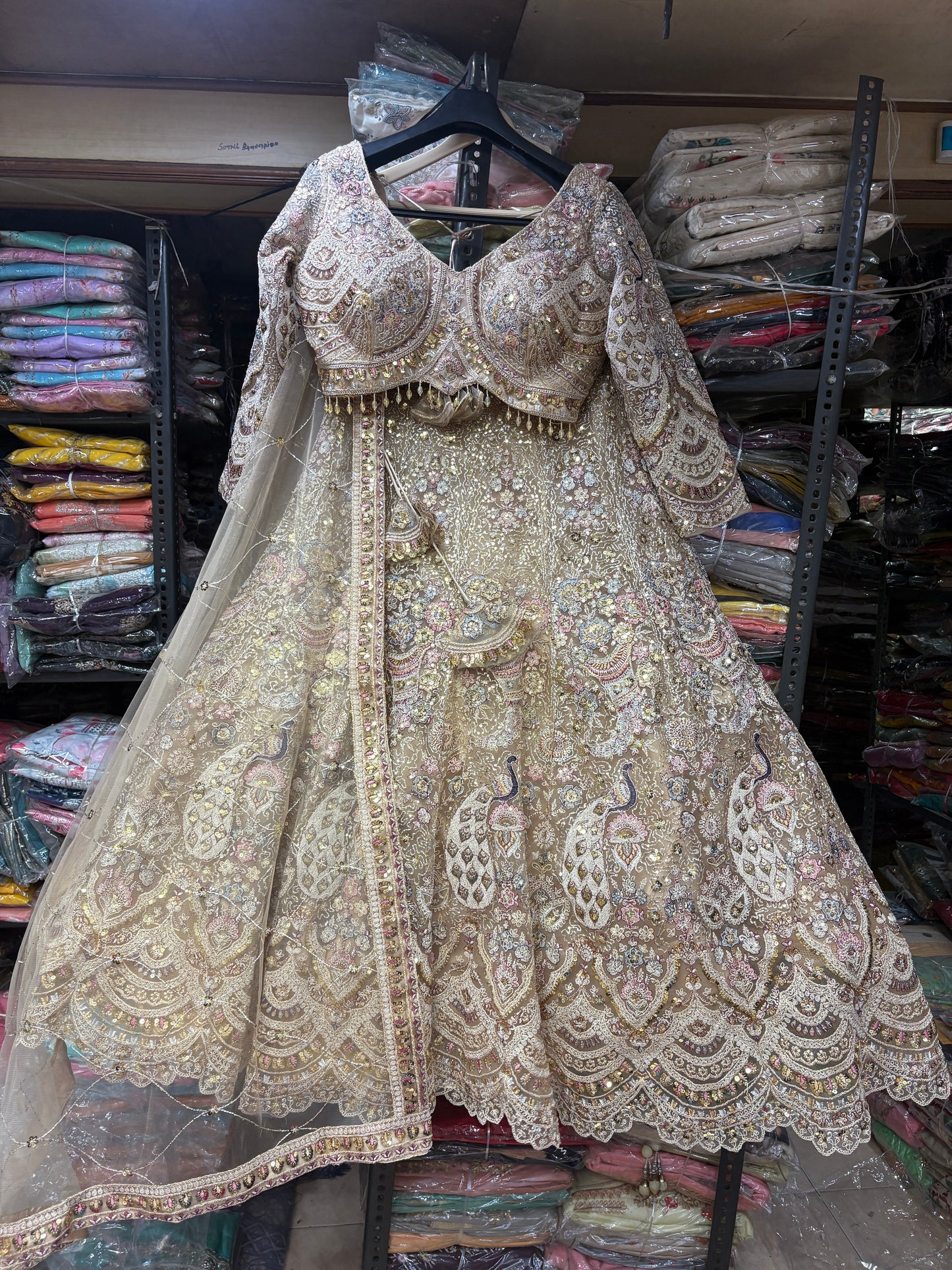 Good looking golden Crop top Lehenga