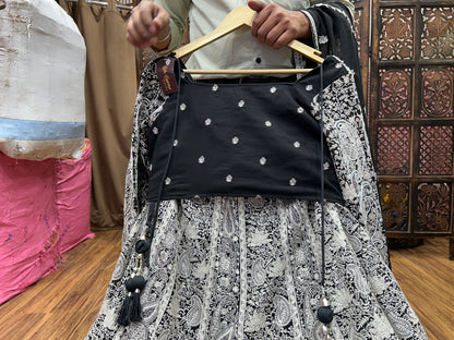 Awesome silver black crop top Lehenga