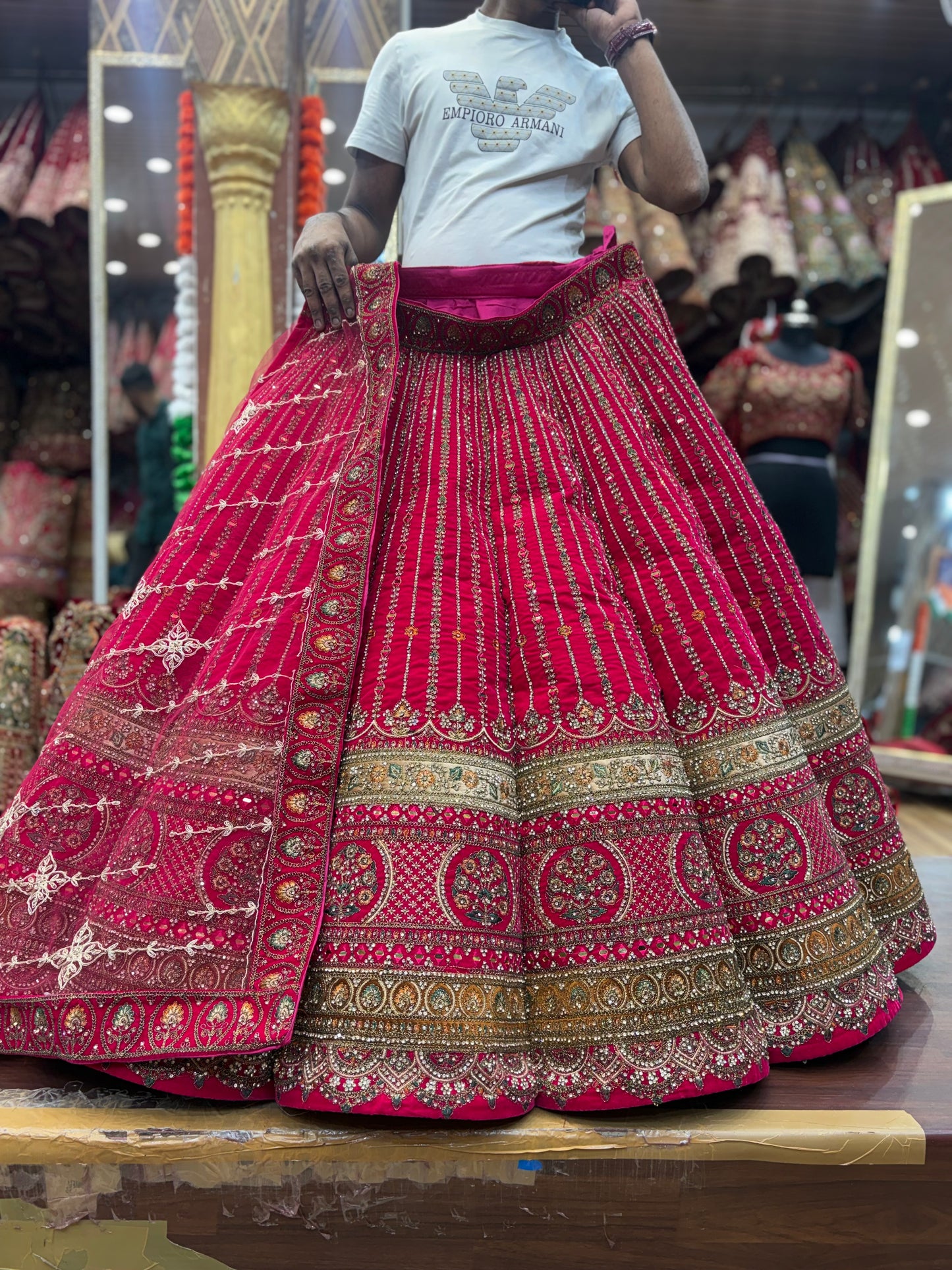 Glamorous Rani pink Ball bridal Lehenga