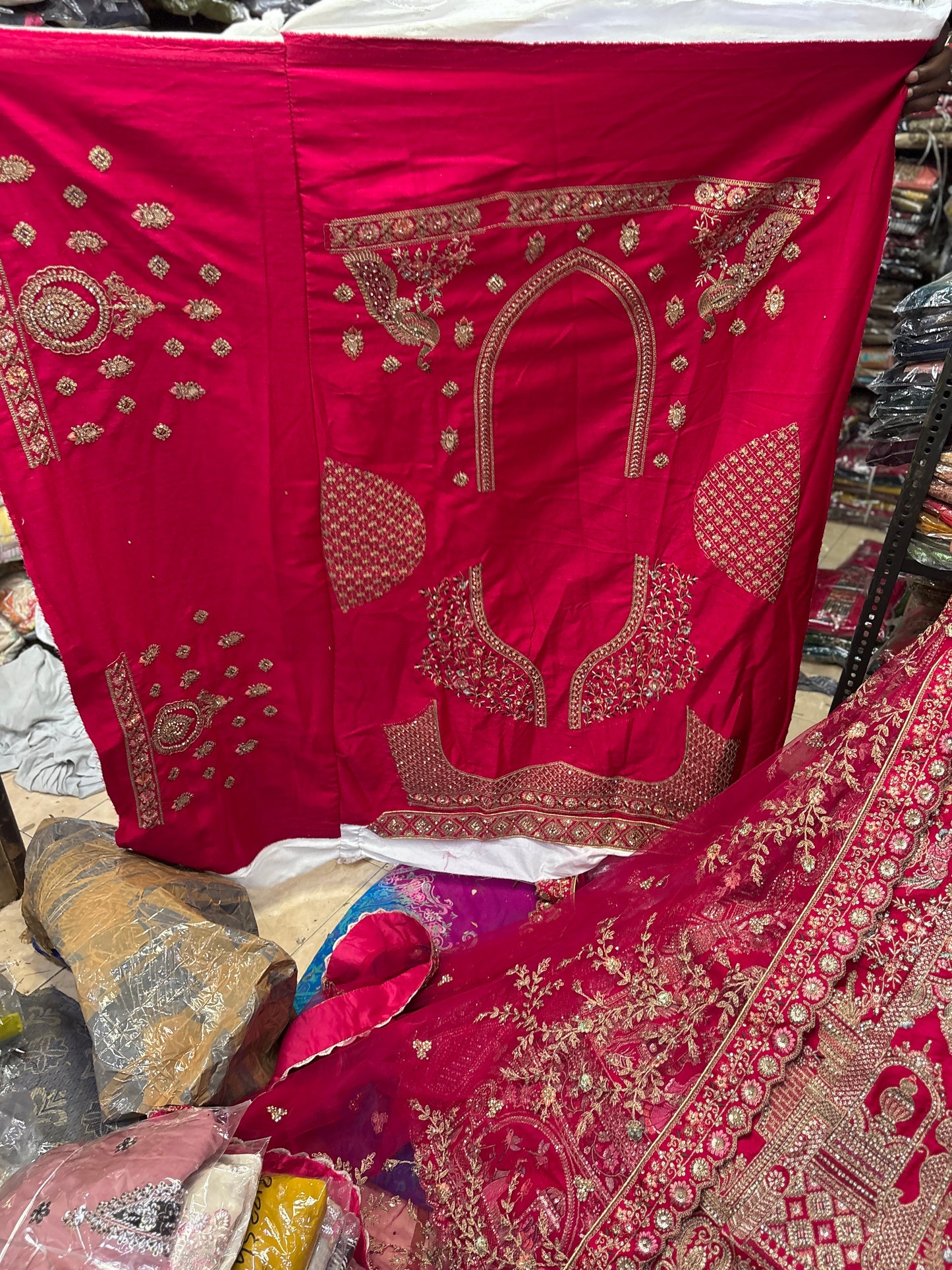 Tremendous Rani pink peacock Jaal Duptta Bridal Lehenga