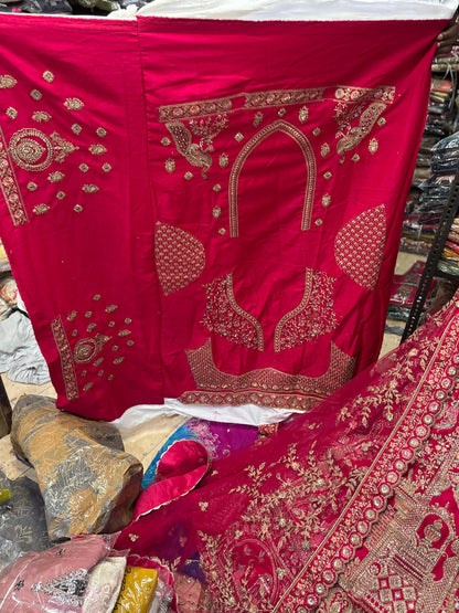 Tremendous Rani pink peacock Jaal Duptta Bridal Lehenga