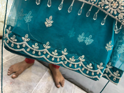 Tremendous rama green crop top lehenga