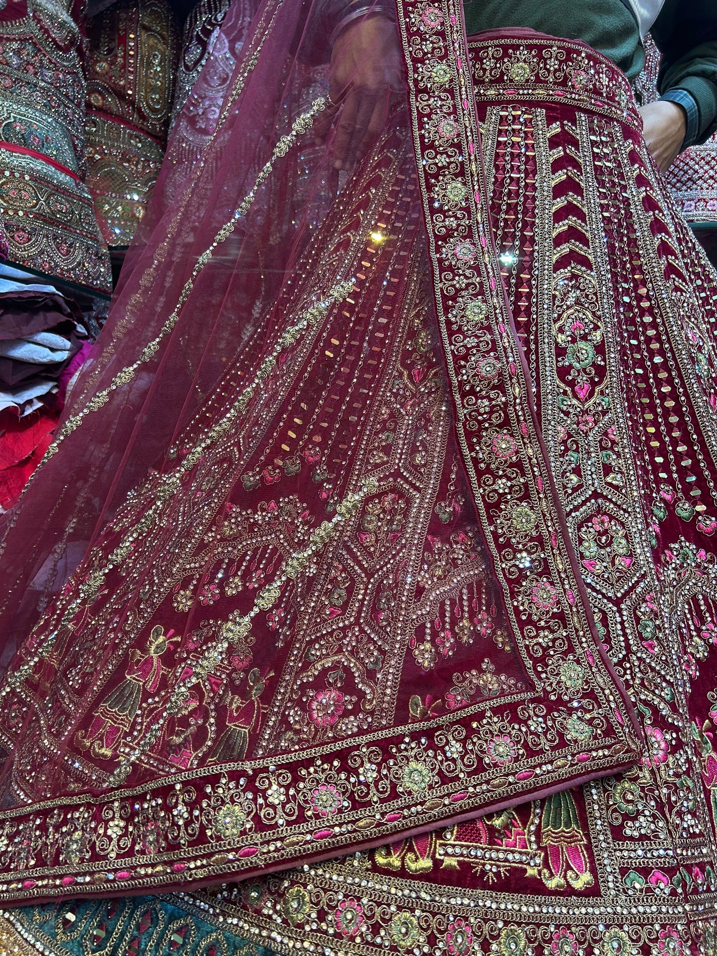 Designer maroon doli barat lehenga