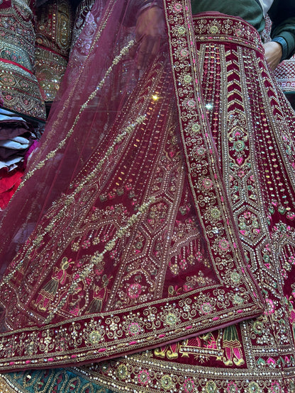 Designer maroon doli barat lehenga